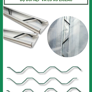 Bộ đôi Nẹp và Lò xo Ziczac thanh dài 2m làm nhà kính - nhà màng