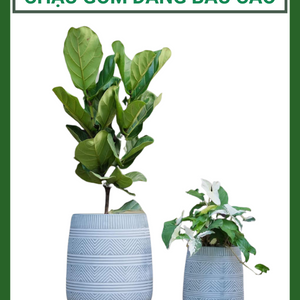 Chậu gốm dáng bầu cao, họa tiết đơn giản, sang trọng