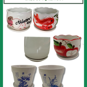 Chậu sứ trồng cây kèm đĩa (Bộ 3 Đài Loan)