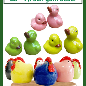 Gà - Vịt con bằng gốm decor sân vườn, tiểu cảnh, bàn làm việc