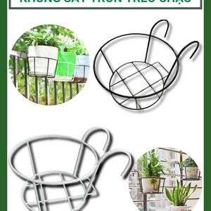 Khung sắt tròn treo chậu lan can 22x12