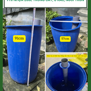 Phi nhựa 200L ủ rác – nuôi trùn quế – trồng cây tiện lợi, bền chắc