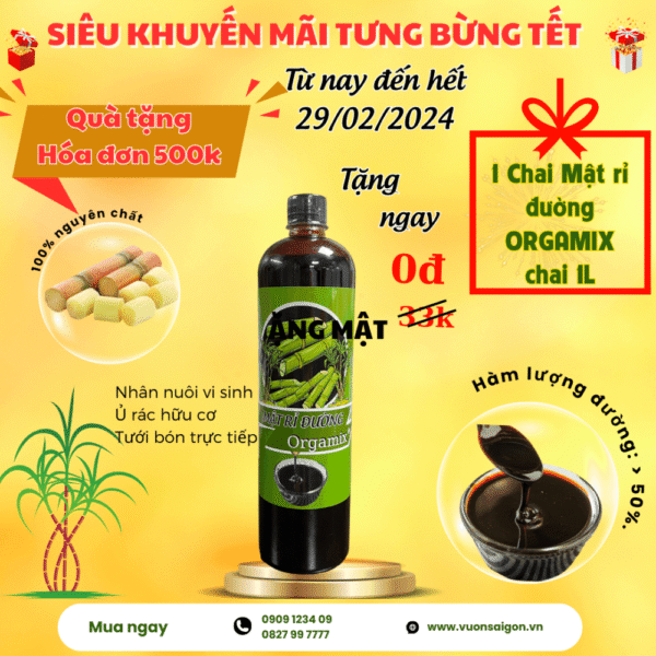THÁNG TẾT RỘN RÀNG - HÓA ĐƠN 500K TẶNG NGAY CHAI MẬT RỈ ĐƯỜNG ORGAMIX 1L | Nông Nghiệp Xanh Việt Nam